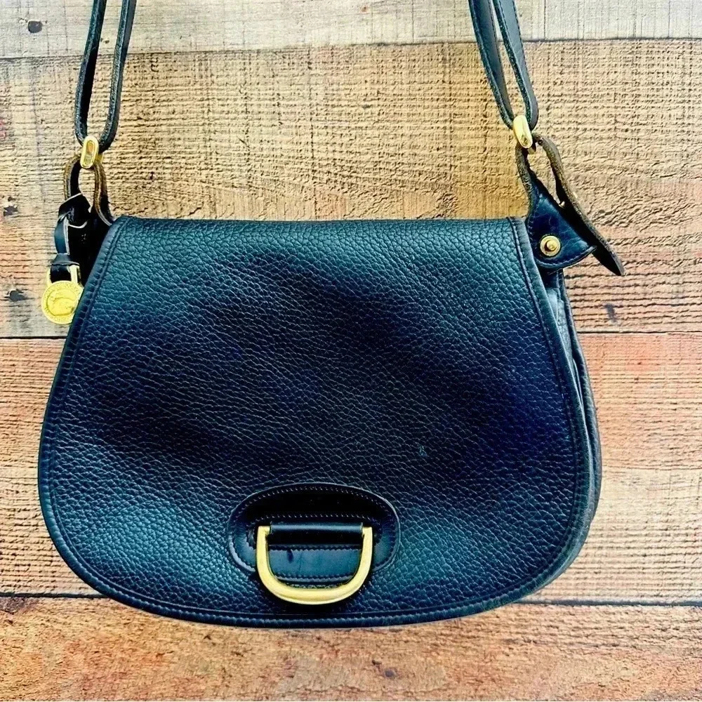 Rare Vintage Dooney & Bourke Leather Black Horseshoe Crossbody Bag